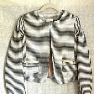 Kenar Tweed Pocket Blazer Size Medium Navy and Off White